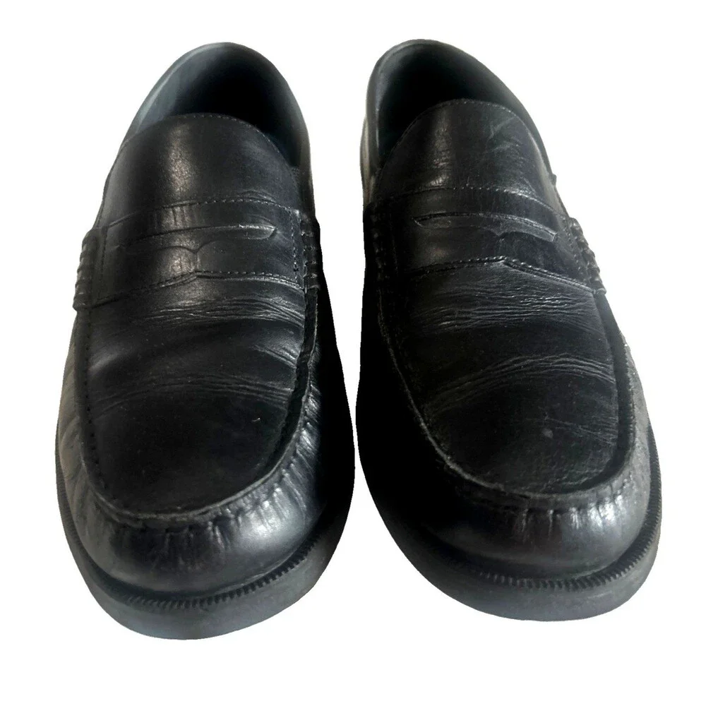 Rockport Mens 12M Wilcox Penny Loafer Moc Leather Black Slip Classic Dress Shoe